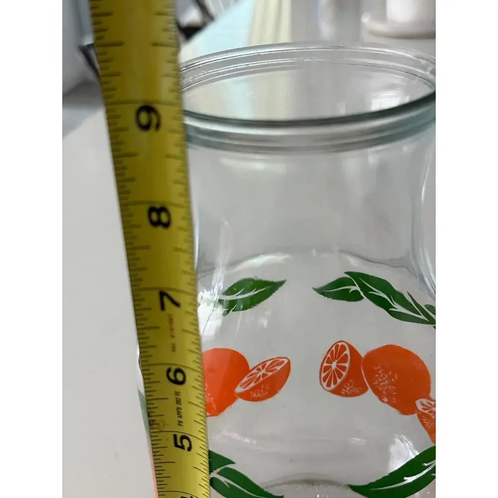Vintage Anchor Hocking Orange Juice Carafe, Citrus Slice Glass Pitcher